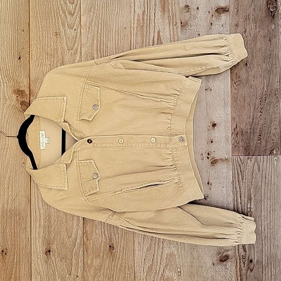 She + Sky Size Small Beige/Tan Corduroy Jacket with Pleated Long Sleeves - Picture 1 of 7